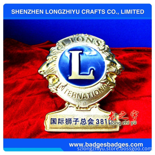 Decoration Metal Custom Gold Lions Club Car Emblem Bronze Label Commemorative Plate Maker (LZY00373)